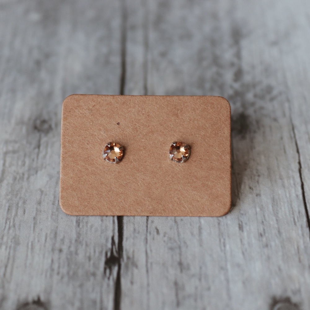 Swarovski Rhinestone Studs - Handmade - Topaz - Picture 1 of 4